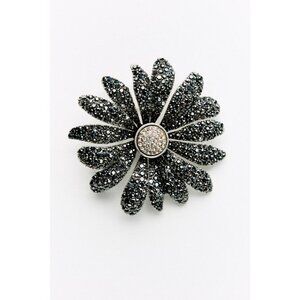 VTG Brooch Silver Tone Rhinestone Sunflower Elegant Classy Stmnt Fashion Jewelry